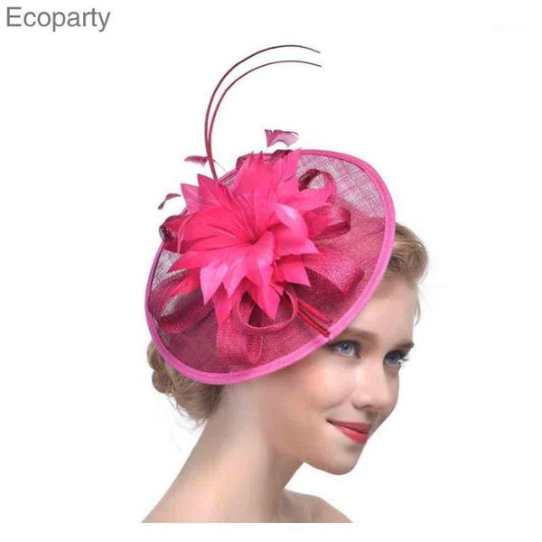 

american style yarn racing festival hair decoration headdress bride party feather flower headoiece hand made1