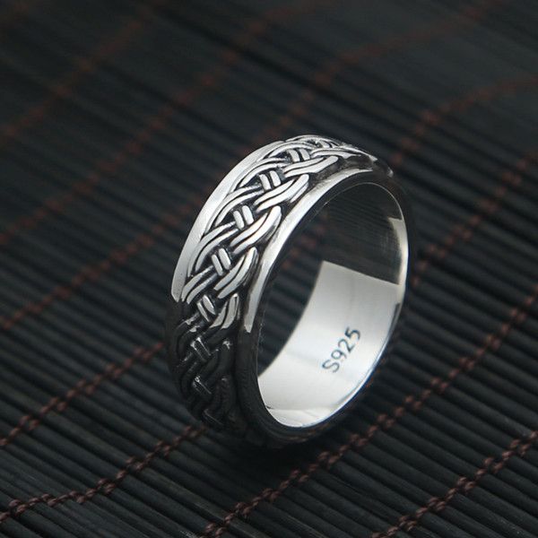 

925 sterling silver braided band rings american europe antique handmade designer punk style luxury jewelry accessories