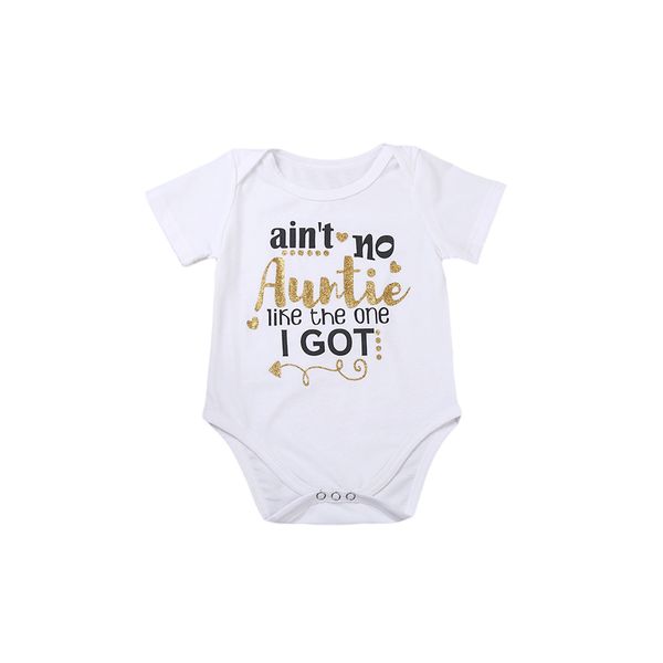 

aint no auntie like the one print short sleeve bodysuit for newborn and baby, White