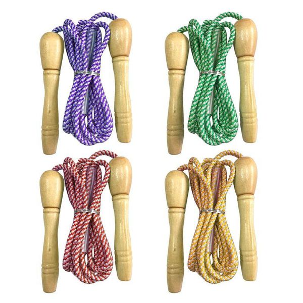

jump ropes wooden handled skipping rope - play sport exercise workout toy qw