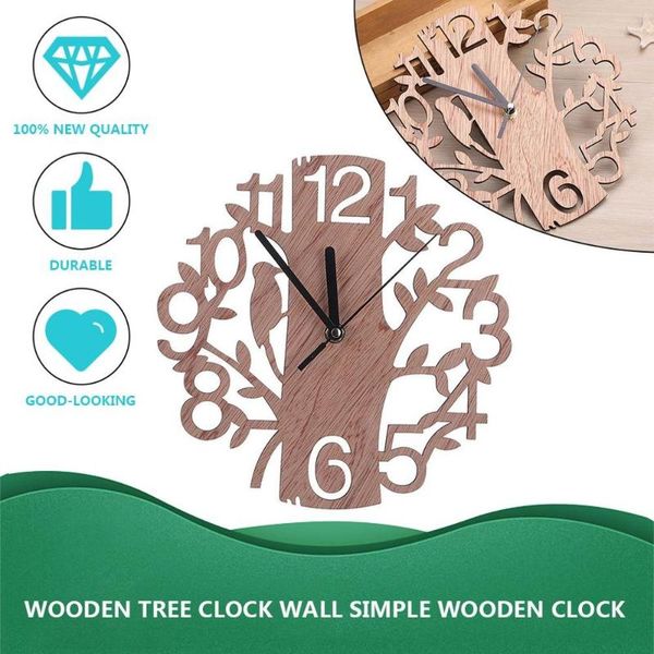 

wall clocks hollow tree decoration round wooden out clock living room home office ornament gift watch for dropshipper