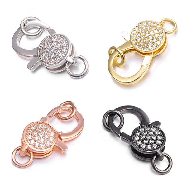 Riversr CZ Micro Pave Lobster Clasp Белый Розовый Желтый Пистолет Черный Медь Циркон Ожерелье Браслет Разъем Крепеж Сделай DIY Ювелирные Аксессуары