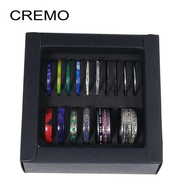 

cremo stainless steel ring boxed christmas gift interchangeable accessories jewelry giveaway set acier inoxy cluster rings, Golden;silver