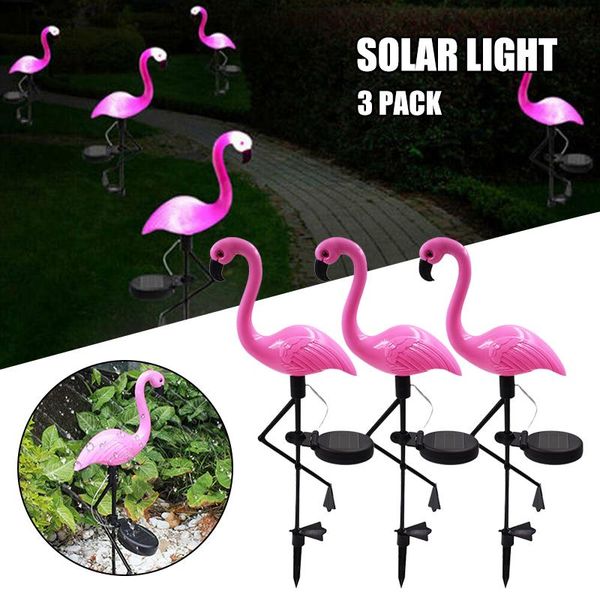 

lawn lamps solar flamingo light garden one for three outdoor ground plug decorative induction mowa889