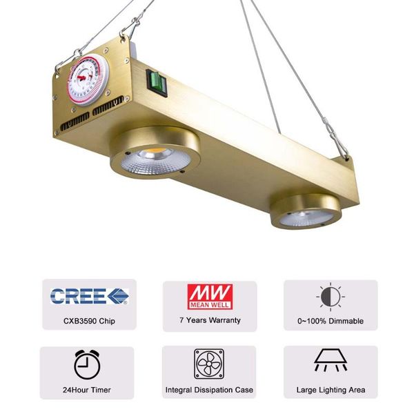 

grow lights dimmable cree cxb3590 200w 3500k cob led light full spectrum with timer for indoor greenhouse plants flowers all stage
