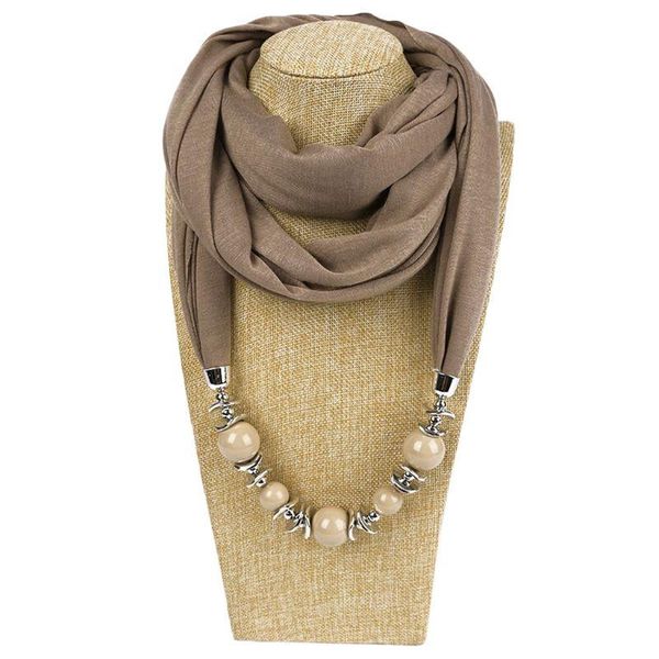 

scarves l5yc womens fashion neckerchief ring scarf necklaces beads solid color jewelry shawl, Blue;gray