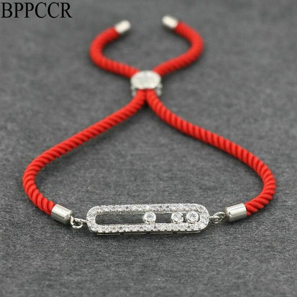 

link, chain bppccr shiny crystal zircon slidable messi red thread rope string bracelet for women men lovers bracelets lucky jewelry gift, Black