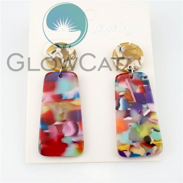 

simple geometric acetate drop earrings for women bohemia colorful acetic acid dangle fashion jewelry girl gift & chandelier, Silver