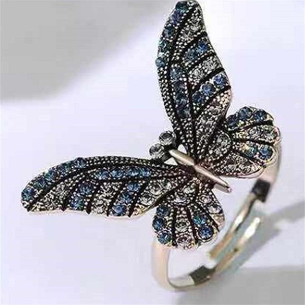 

wedding rings baoshina style retro sweet butterfly opening adjustable ring for women jewelry female copper hand accessories, Slivery;golden