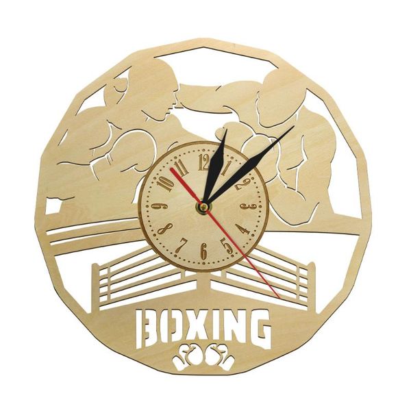

wall clocks boxing wooden clock art boxer silhouette decor for boys room modern