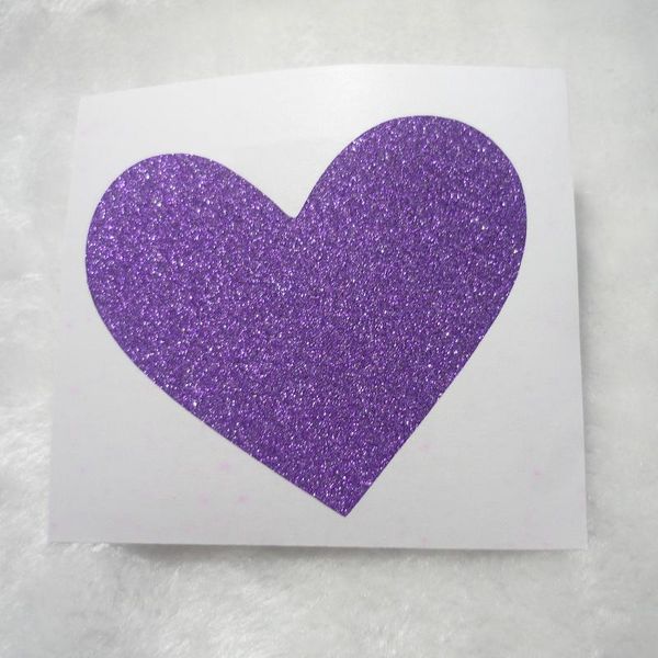 

9x7.8cm glitter purple heart sticker gift wrap