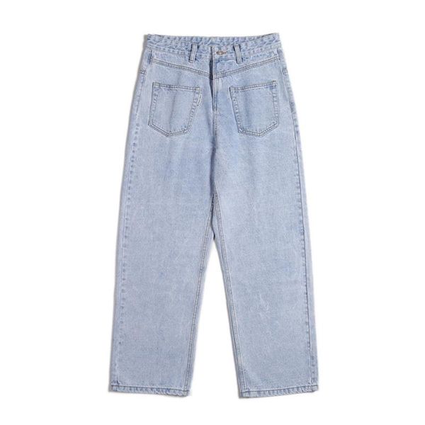 

men's jeans fashion loose straight casual wide leg pants cowboy mans streetwear korean hip hop trousers for men, Blue