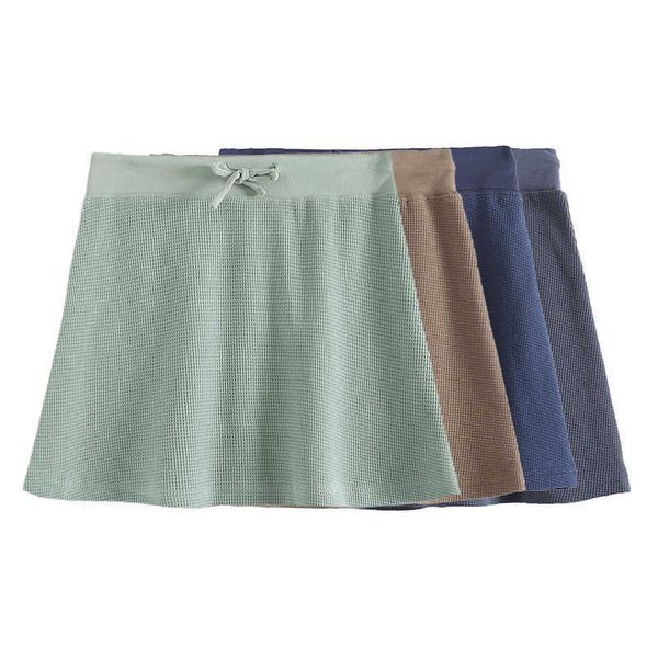 

skirts slim girls waffle fabric high waist mini 2021 summer fashion ladies streetwear solid skirt vintage women chic bottom 1yx6, Black