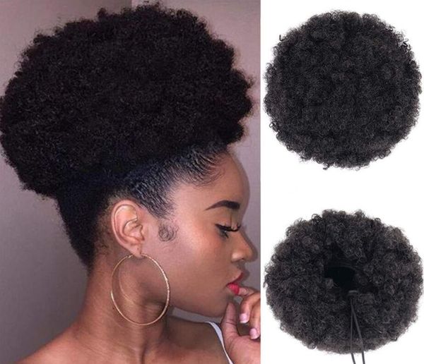Afro Puff Hair Bun con capelli afro europei e americani da 5-8 pollici