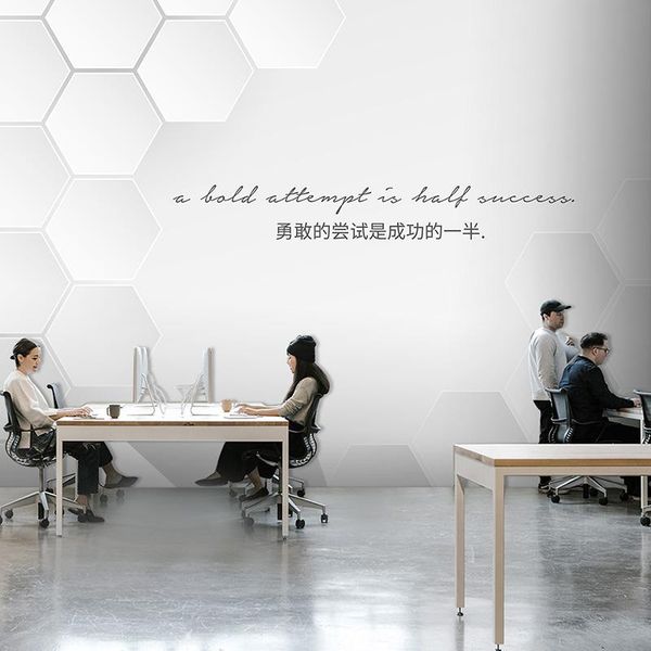 

wallpapers 3d office company front desk logo wall mural modern simple atmosphere technology inspirational corporate culture wallpaper