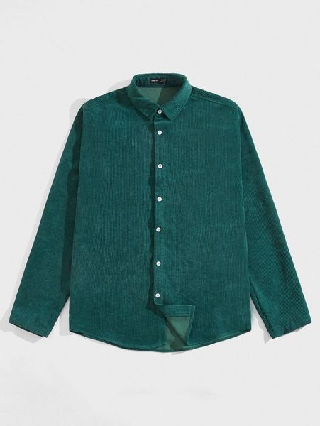 

men collared cord shirt 63me#, White;black