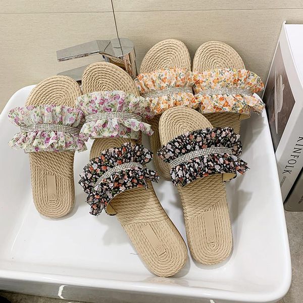 

slippers glitter slides casual summer women's shoes low pantofle jelly luxury soft 2021 flat crystal basic pu fla, Black
