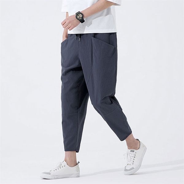 

legible brand casual harem pants men jogger pants men loose trousers male chinese traditional harajuku summer clothe 210714, Black