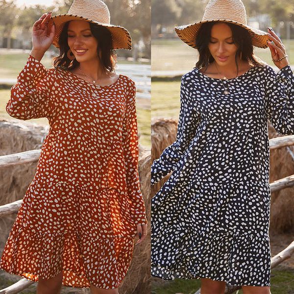 

women's classic print dot dress, Black;gray