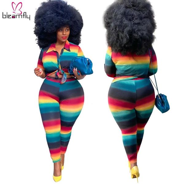 

plus size tracksuits 2021 spring 4xl 5xl vintage 2 piece set women tracksuit casual shirt + trousers pants two suit