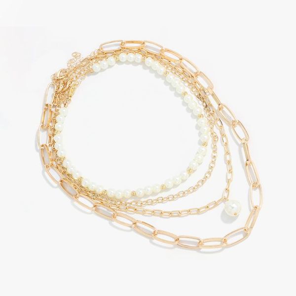 

women's fashion design necklace metal holiday street shooting chain multi-layered wearing clavicle chains, Silver