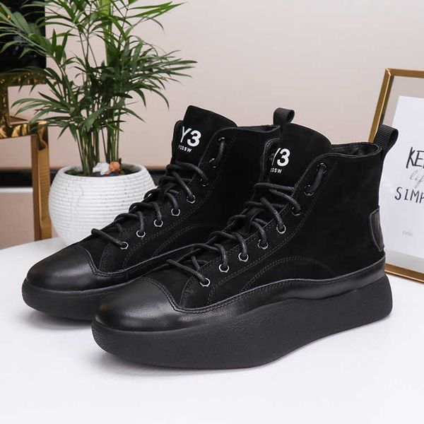 

y3fodsw men's shoes leather high casual fashion couple boots guangzhou, Black