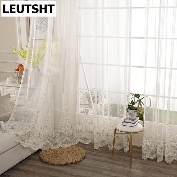 

curtain & drapes green leaf embroidery tulle curtains for living room bedroom kitchen modern sheer fabric bay window home decor