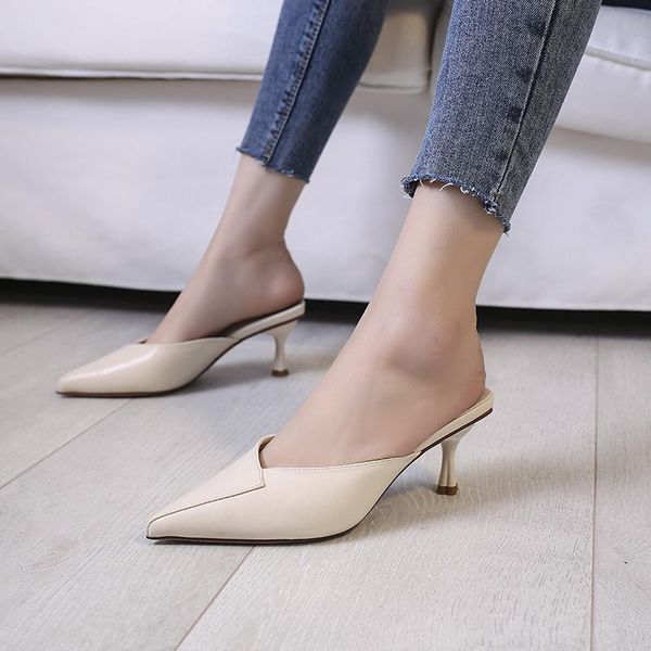 

dress shoes 2021 summer women high heels sandals ladies party pointed toe fashion thin heel 6cm a2241, Black