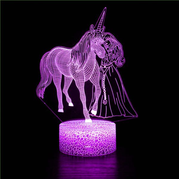 

anime cartoon for princess girl and unicorn model 3d night light usb led light wedding boyfriend and girlfriend birthday gift