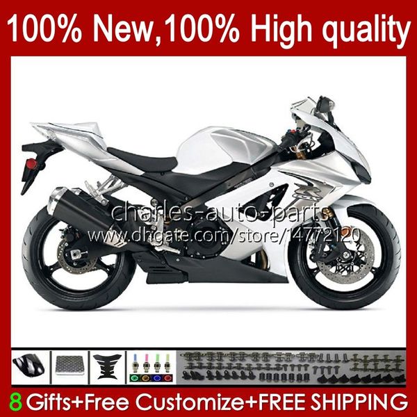 Белые серебряные обтекатели для Suzuki GSXR-1000 GSXR 1000 CC GSXR1000 2007 2008 CUD 48NO.133 GSXR1000CC GSX R1000 2007-2008 K7 1000CC GSX-R1000 07 08 Тело мотоцикла