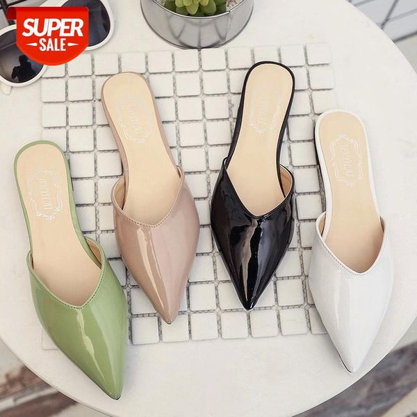 

women slippers fashion pointed flat shoes 2021 summer solid color simplicity slip on leisure ladies external wear women shoes #qr2n, Black