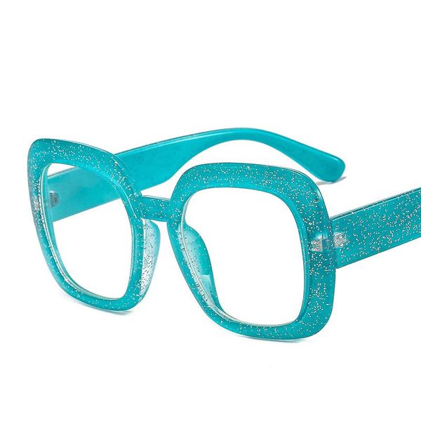 

sunglasses 2021 fashion oversized square women glasses frame retro clear lens eyewear men glitter blue pink green eyeglasses, White;black