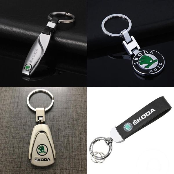 

keychains auto key chain for skoda octavia fabia 2 1 a7 tour rs rapid kodiaq karoq superb kamiq kodiak chrome keychain keyring, Silver