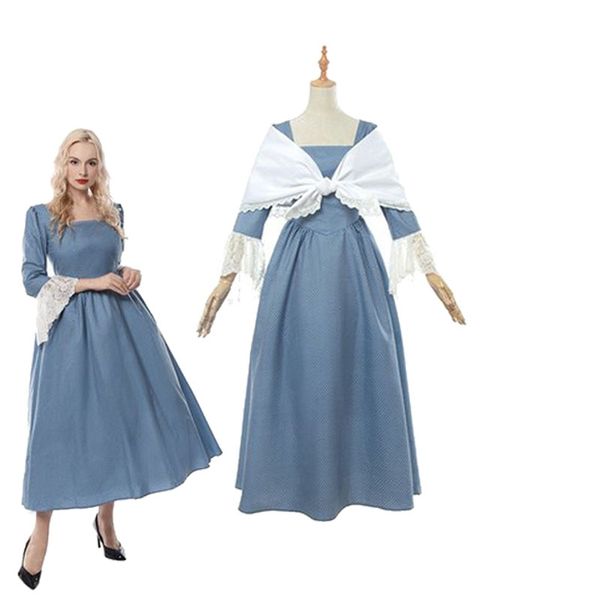 

costume accessories medieval retro palace european style retro temperament high waist long sleeve over-the-knee dress two-piece dress hallow, Silver