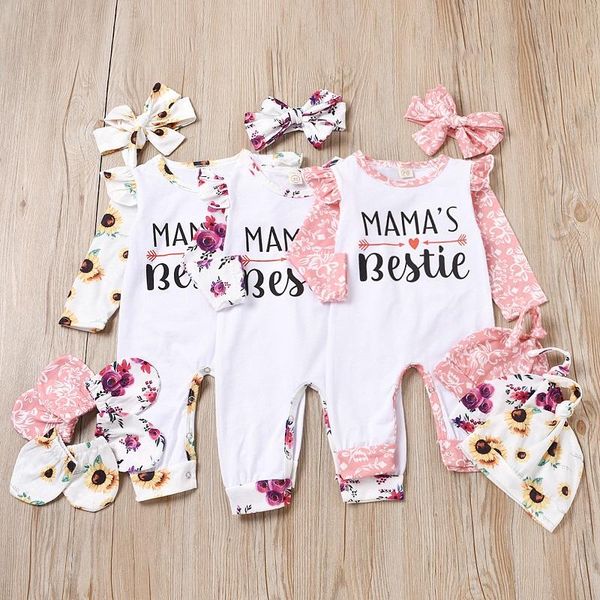 

jumpsuits 0-12m born baby boy girl floral long sleeve letter print cotton romper jumpsuit headband hat sock 4pcs clothes, Blue