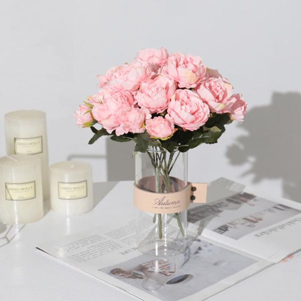 

decorative flowers & wreaths shabby chic bouquet european pretty bride wedding small peony silk mini fake for home decoration indoor