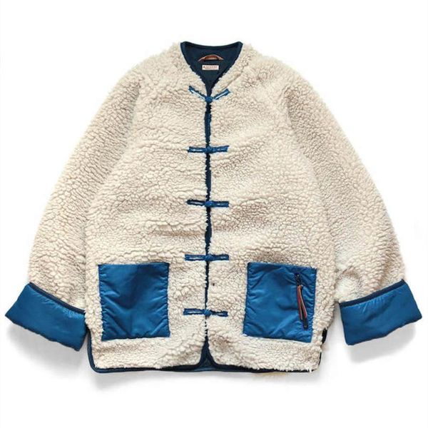 Jaquetas masculinas inverno velo polar tang terno cardigan zíper jaqueta kapital homens moda moda