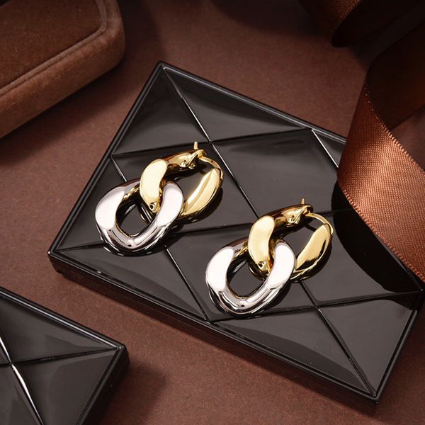 

aaa designer jewelry simple double color gold plated chain, pure face, cool wind, commuter detachable earrings, Black