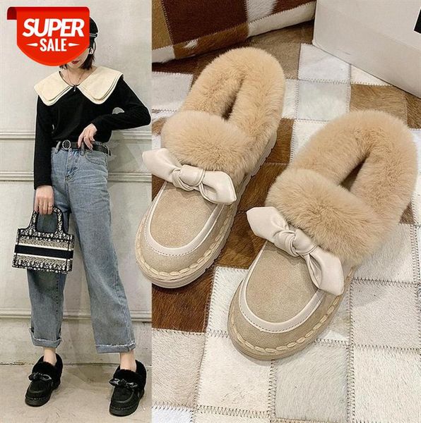 

women's plush shoes, one-step, warm and fluffy peas shoes korean style flat non-slip cotton #tl4a