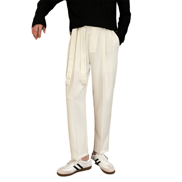 

men's pants men business casual straight suit pant male streetwear hip hop vintage fashion trousers black white zipper loose