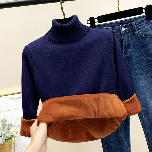 

women's sweaters 2021 autumn women fashion causal pullover female velvet long sleeve warm thick solid basic korean styles knit w174, White;black