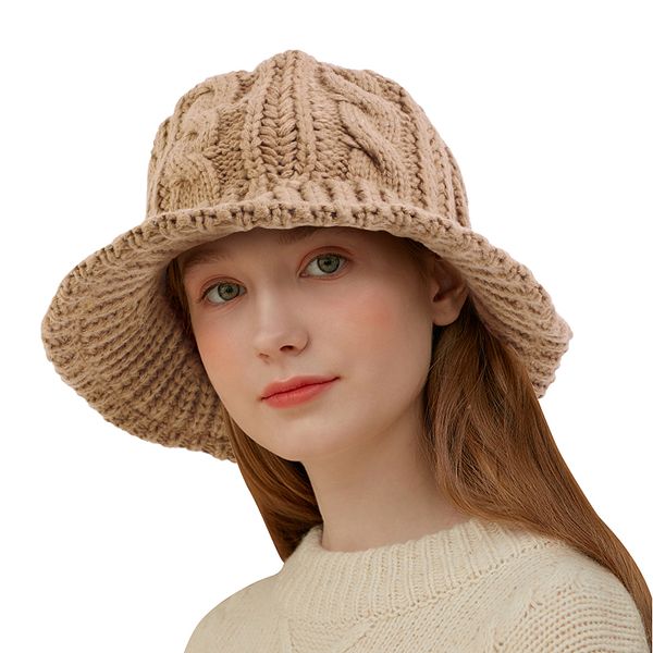 

winter hats for women plain knit cable bucket hat soft warm fisherman caps sun visor breathable knitted crochet hat cloche cap, Blue;gray