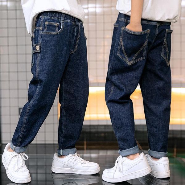 

boys casual jeans spring autumn denim pants 2021 new fashion children loose trousers big boys clothes 14 years, Blue