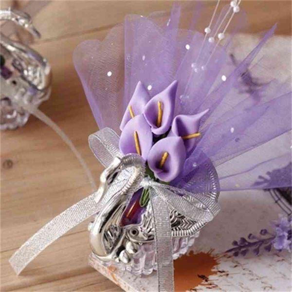 Caixas de casamento caixas acrílicas cisne com lindo lírio presente de casamento presente de doces favores novidade bebê chuveiro caixas de doces 20pcs 210724