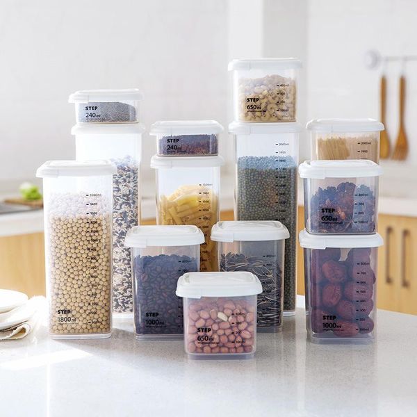 

transparent sealed can storage box kitchen plastic grain tank keep fresh clear container bottles & jars