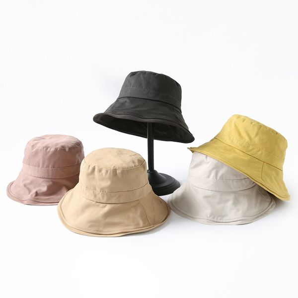 

big brim bucket hat fisherman hats men women outer summer street hip hop dancer cotton panama city cap sun beach bucket hat, Blue;gray