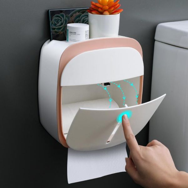 

toilet paper holders double-layer waterproof tissue box for bathroom creative holder wall mounted modern style home storage