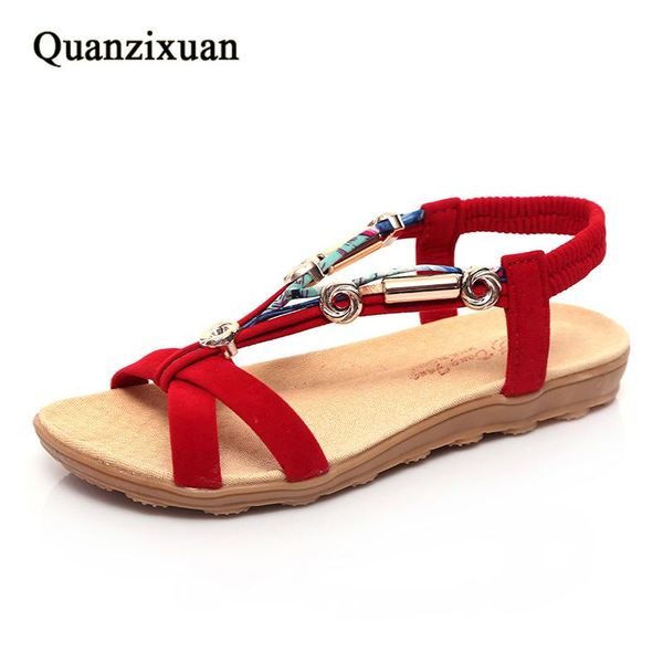 

quanzixuan women shoes 2021 sandals fashion flat summer plus size 41 42, Black