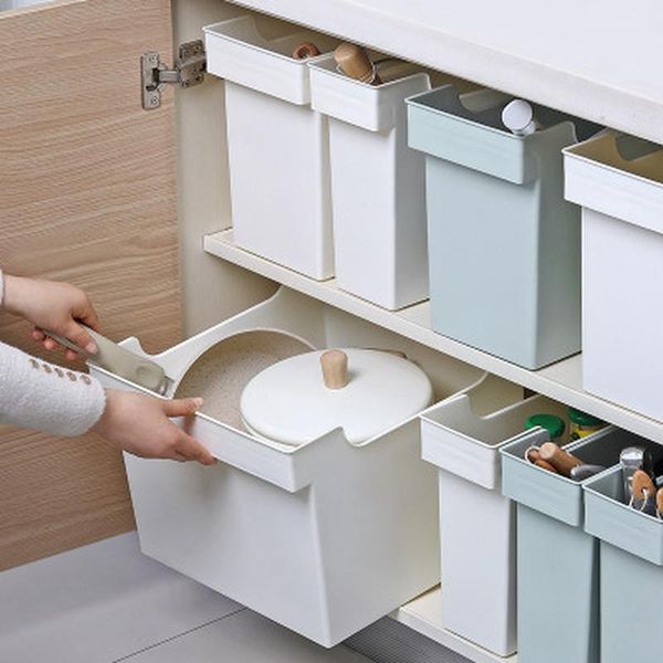 

storage bottles & jars kitchen spice box with pulley pot cover plastic container bin creative household desksundry receive case kitchenw