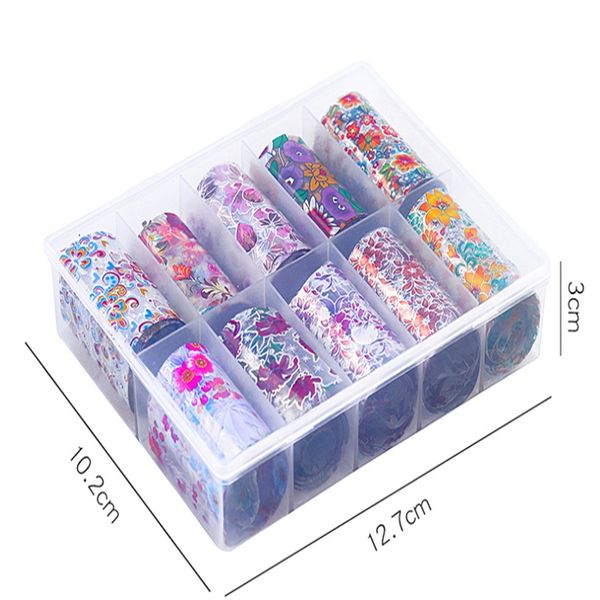 

10 roller starry sky nails foils holographic transfer water decals nail art stickers 4*120cm diy image nailtips decorations tools, Black